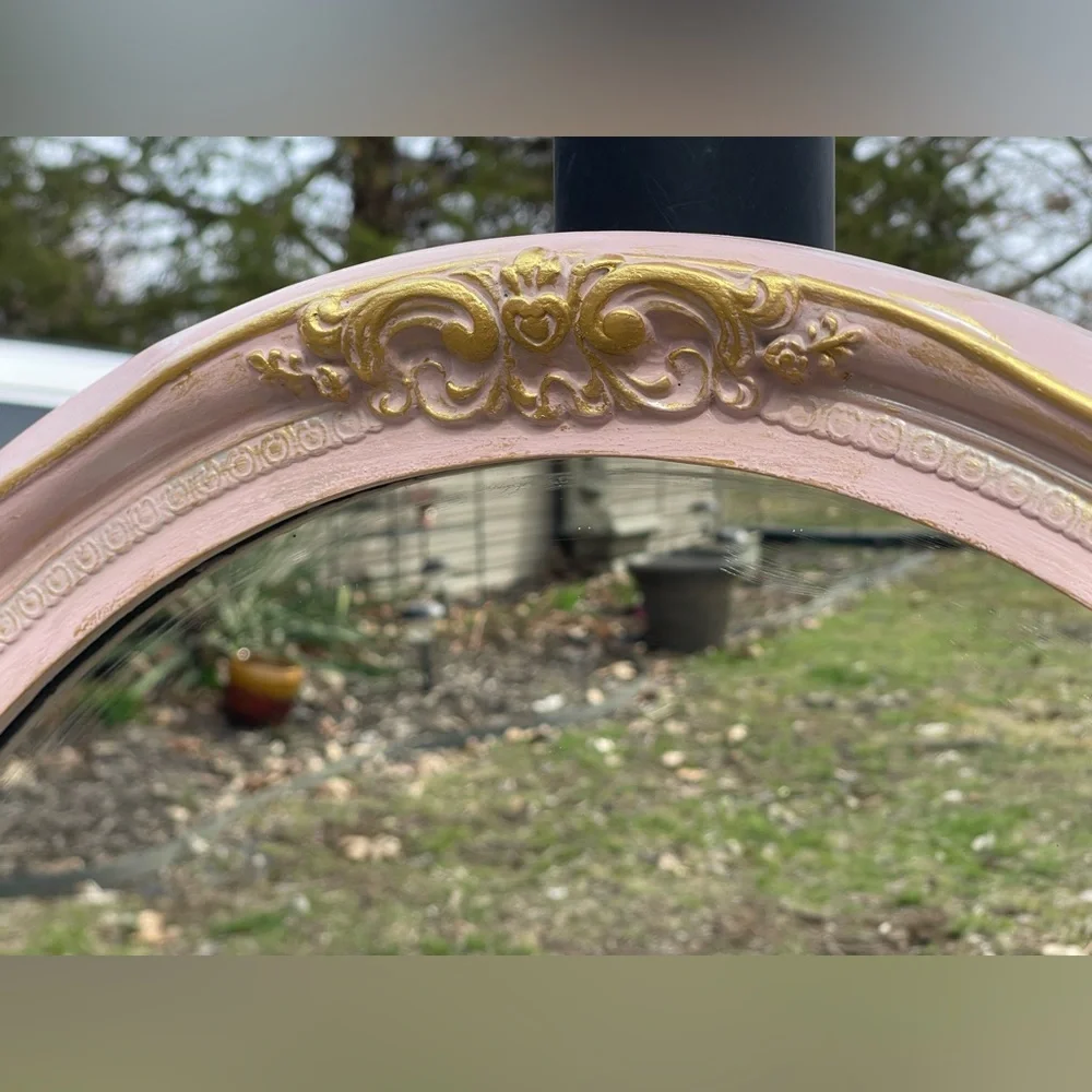 Refinished Large Vintage Oval Wall Mirror by Carolina Mirror Company 31”x25”